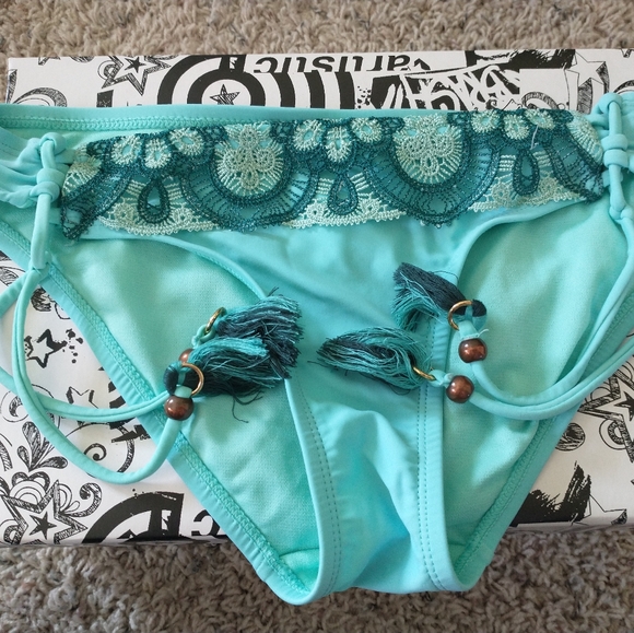 Blue + Teal Halter Top Bikini - Picture 4 of 7